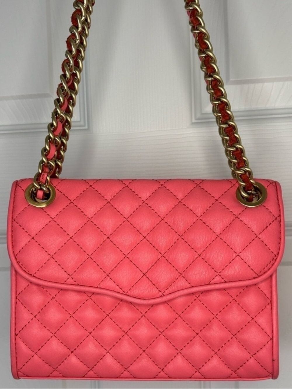 REBECCA MINKOFF quilted mini affair purse convertible bag Chain Strap watermelon